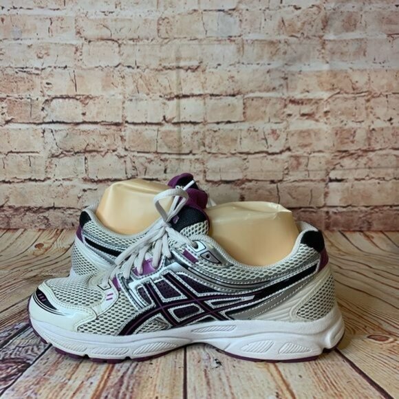 ASICS Gel Contend T2F9N White Silver & Purple Lace Up Running Shoes Sz 9 - Picture 6 of 8